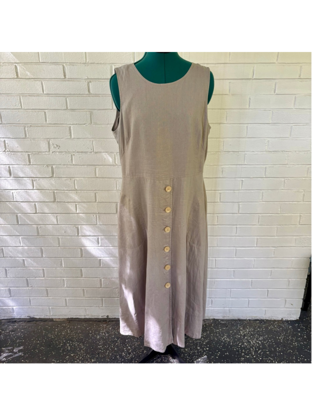 Donna Karan New York beige metallic sleeveless jumper dress